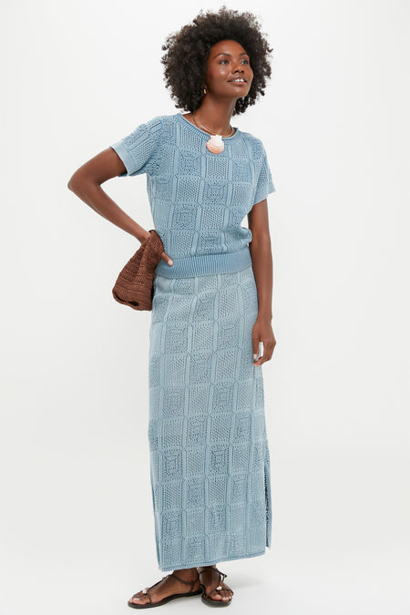 Indigo Pointelle Porter Top