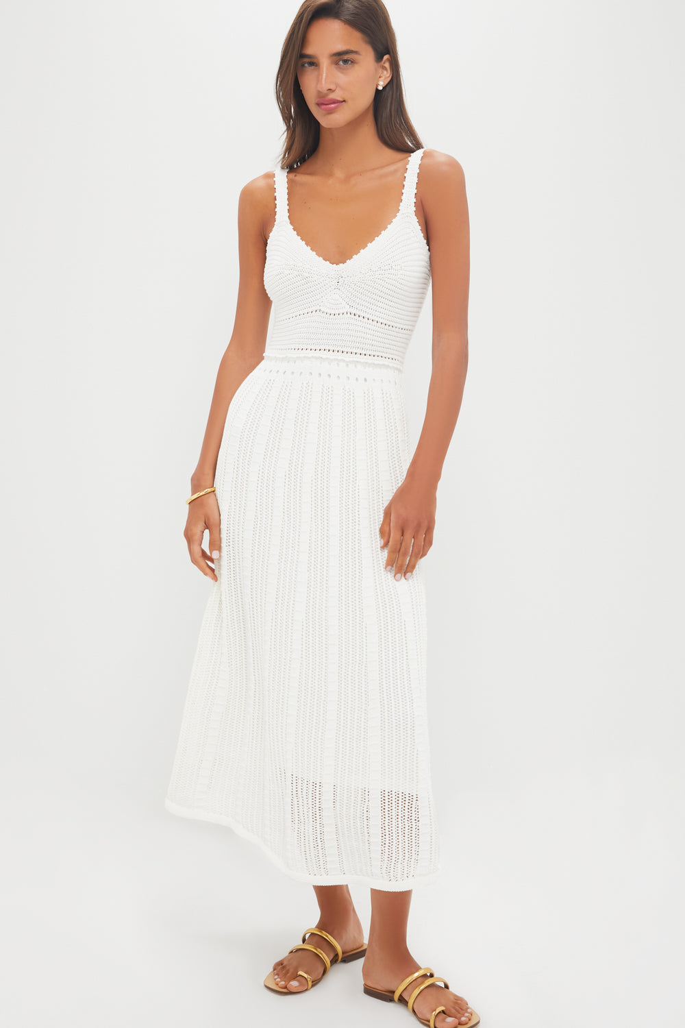 knee length dresses for ladies Summer Crush striped knit midi dress – Wavy Boutique main image 1
