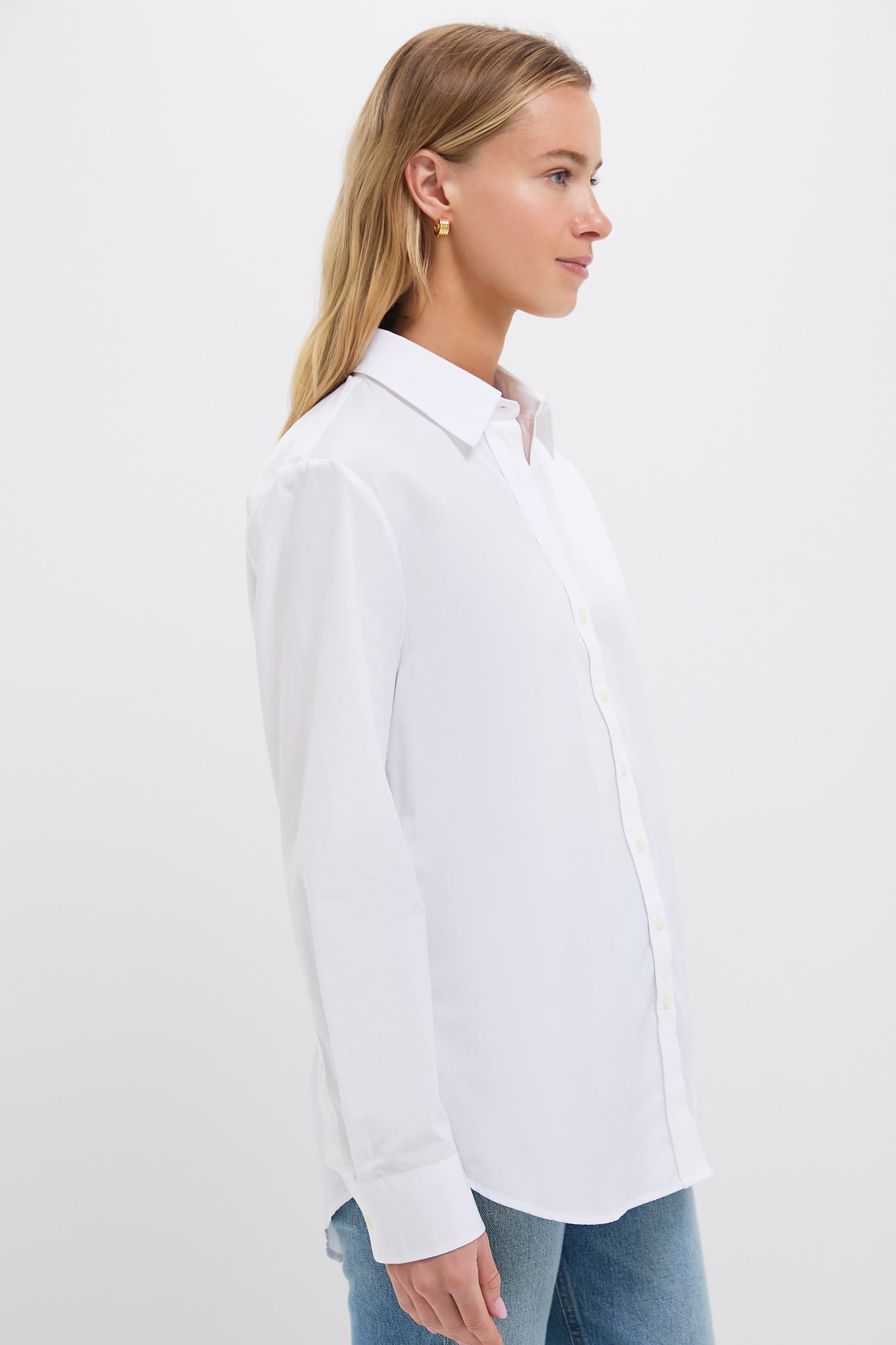White Poplin Boyfriend Shirt