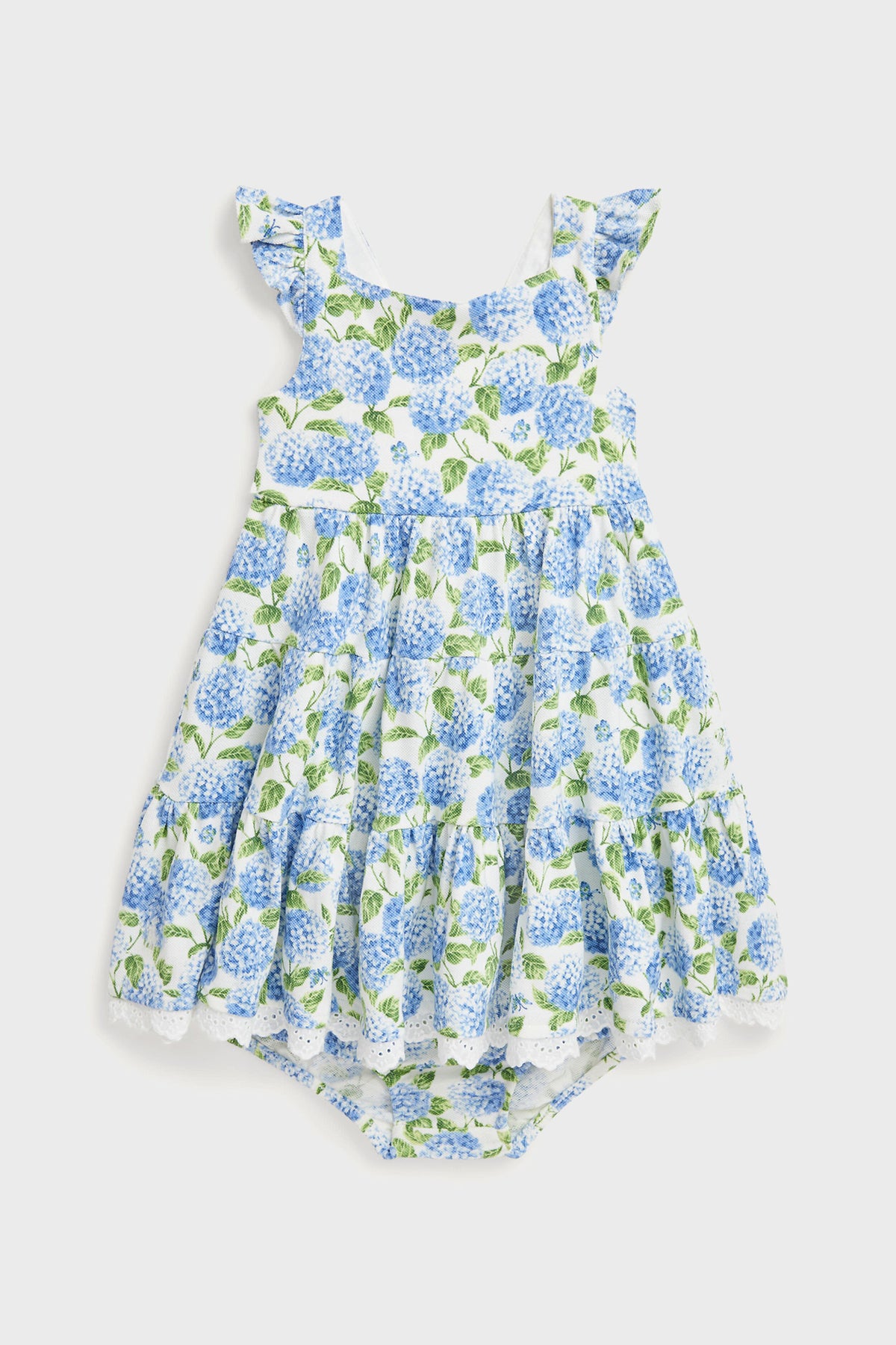 Mini Hydrangea Sleeveless Cotton Mesh Floral Printed Dress