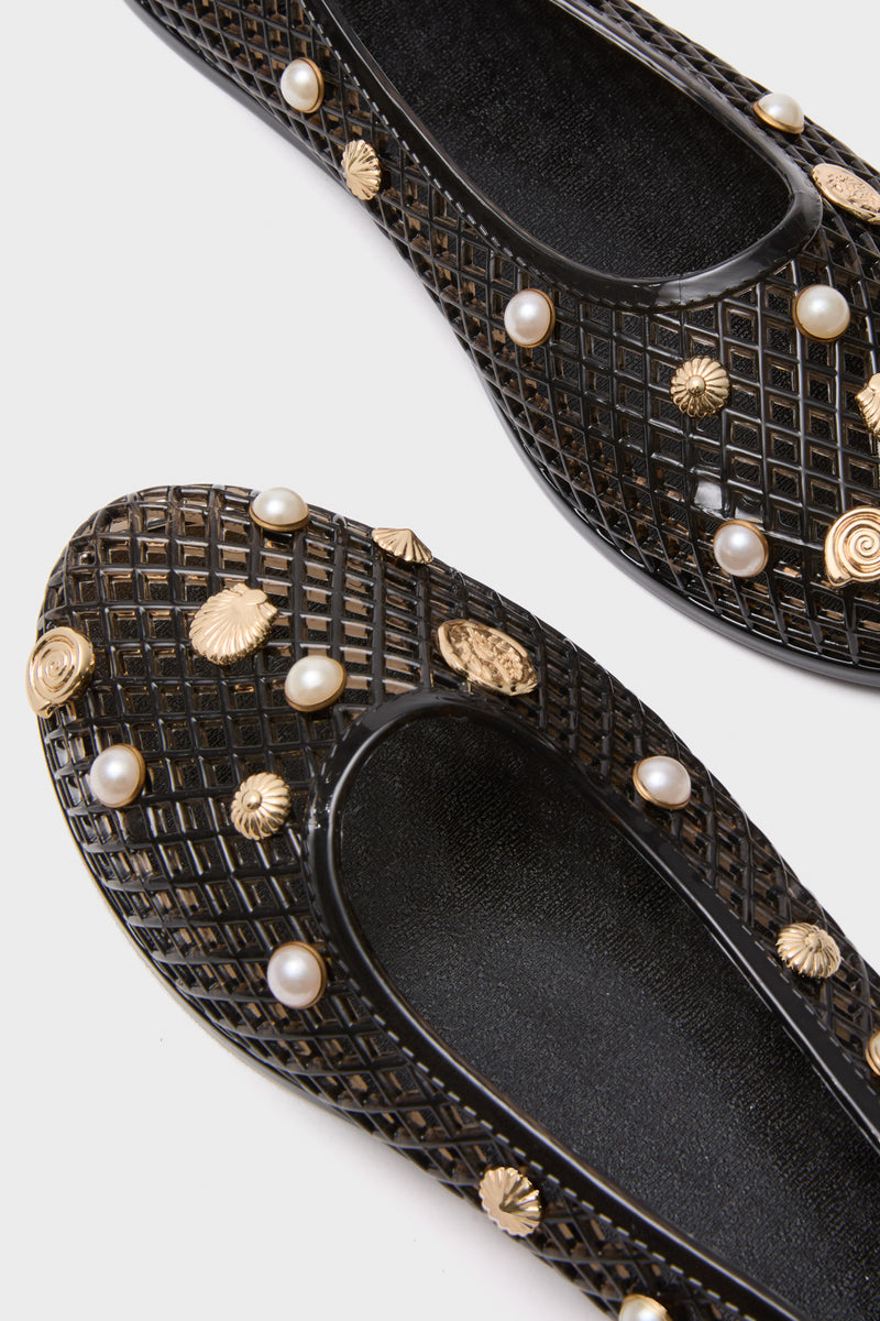 Black Iro Jelly Shell Flats