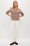 Tan & Brown Stripe Jasper Quarter Zip Sweater