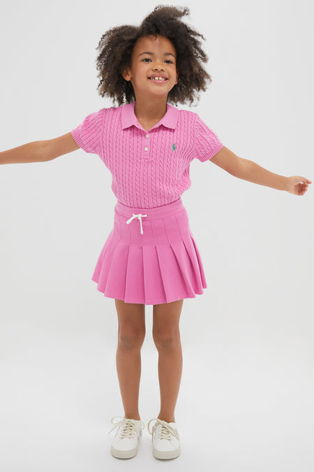 Little Girls Stretch Mesh A-Line Tennis Printed Skirt