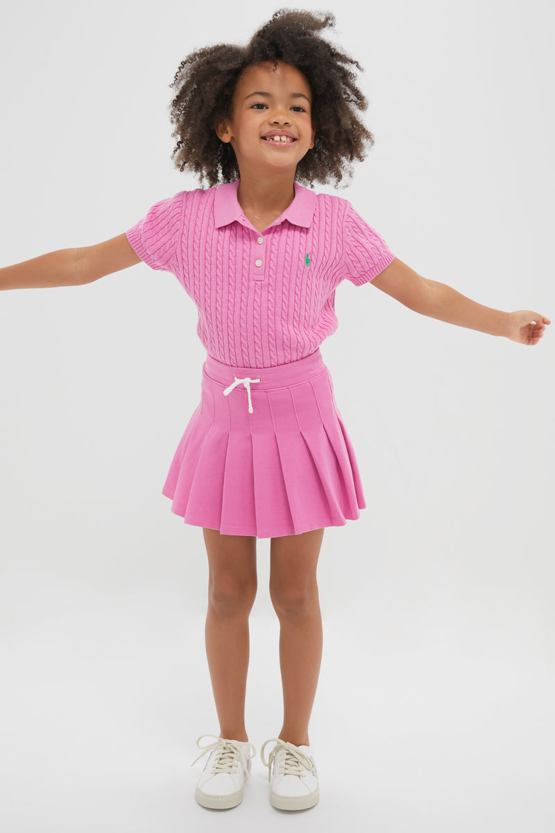Little Girls Stretch Mesh A-Line Tennis Printed Skirt