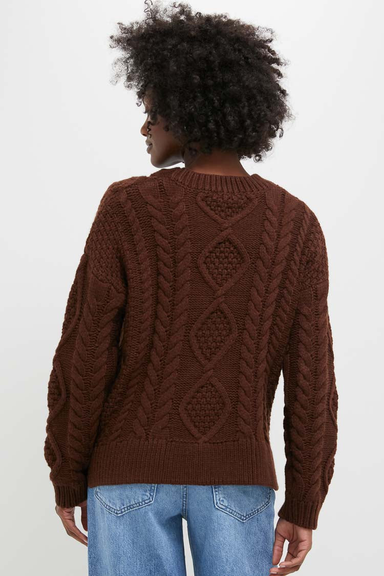 Chocolate Cable Knit Verbier Sweater | Hyacinth House