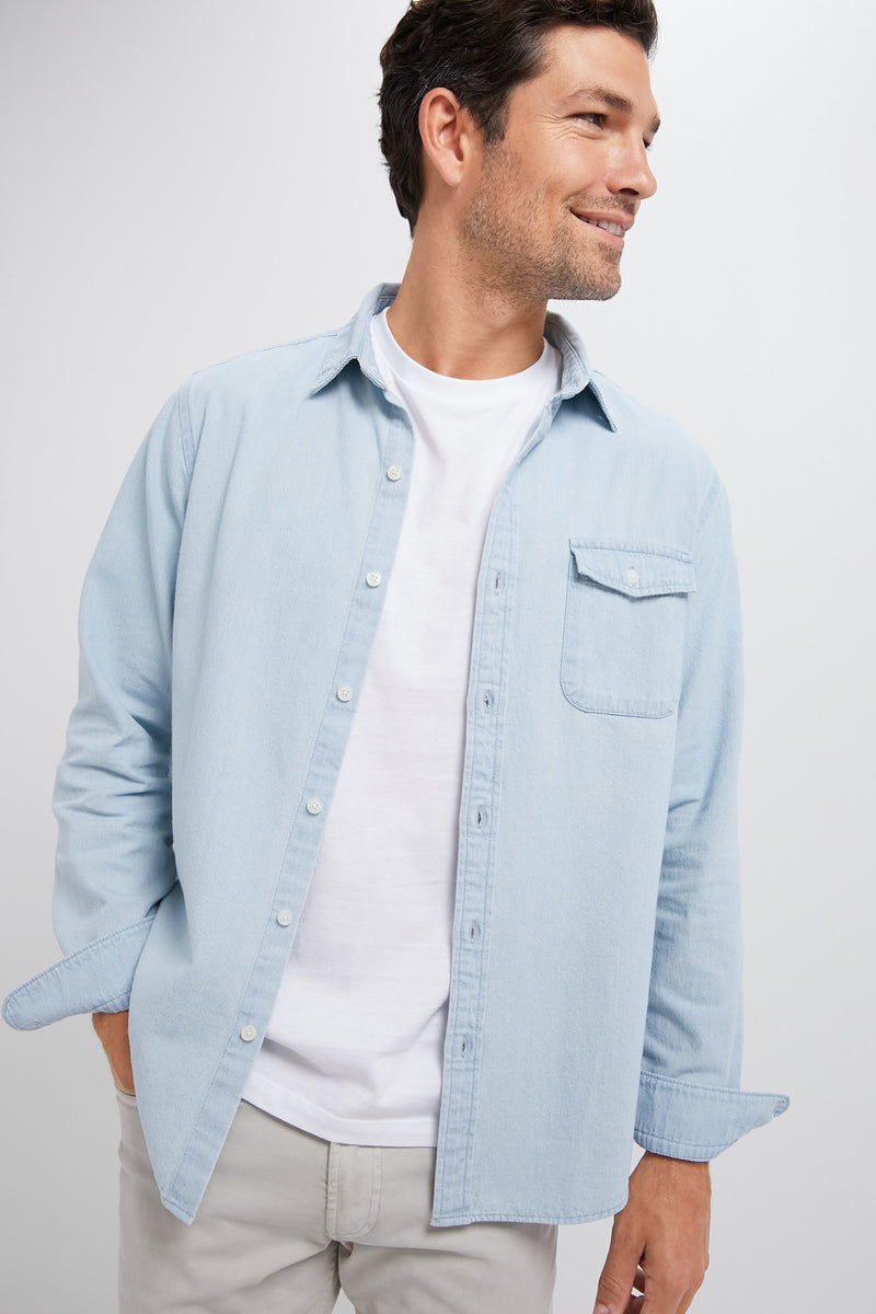 Light Blue Washed Denim Shirt Spruce