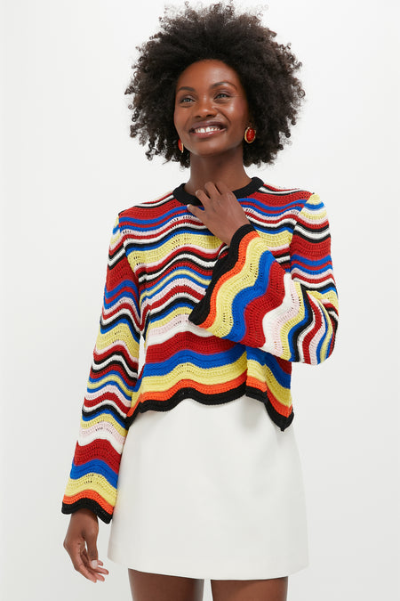 Multicolor Chevron Crop Sweater