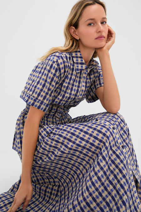 Navy Check Boogie Woogie Bugle Boy Dress