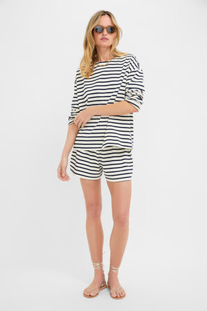 Navy and Ivory Stripe Knit Odie Tee