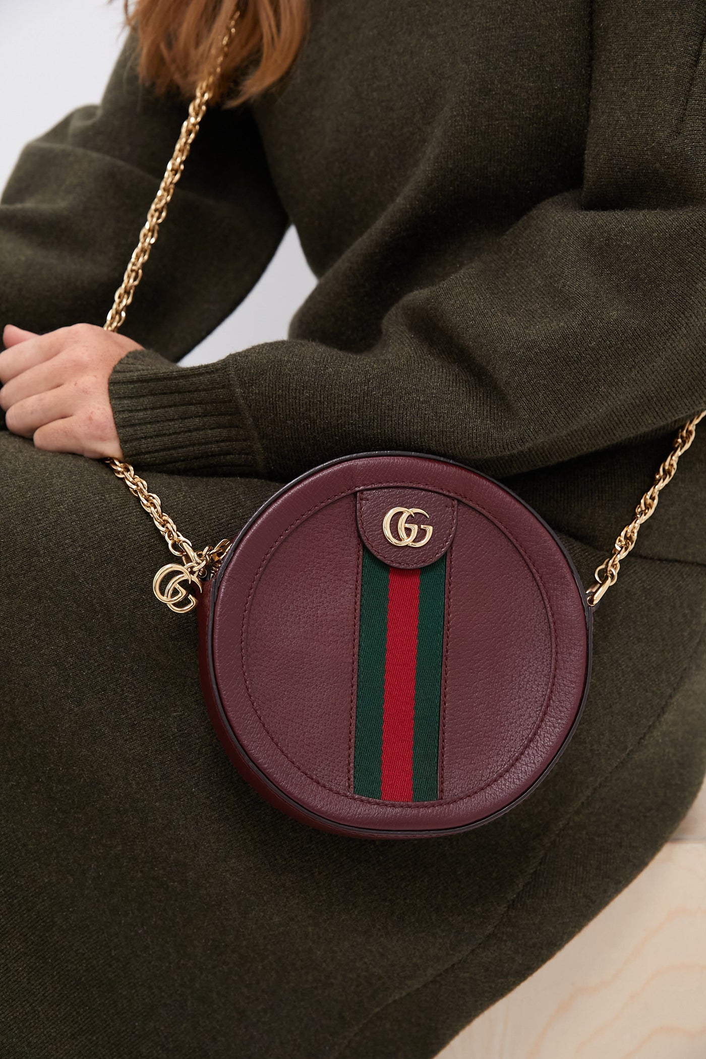 Gucci Red Mini Round Ophidia Leather Crossbody Bag