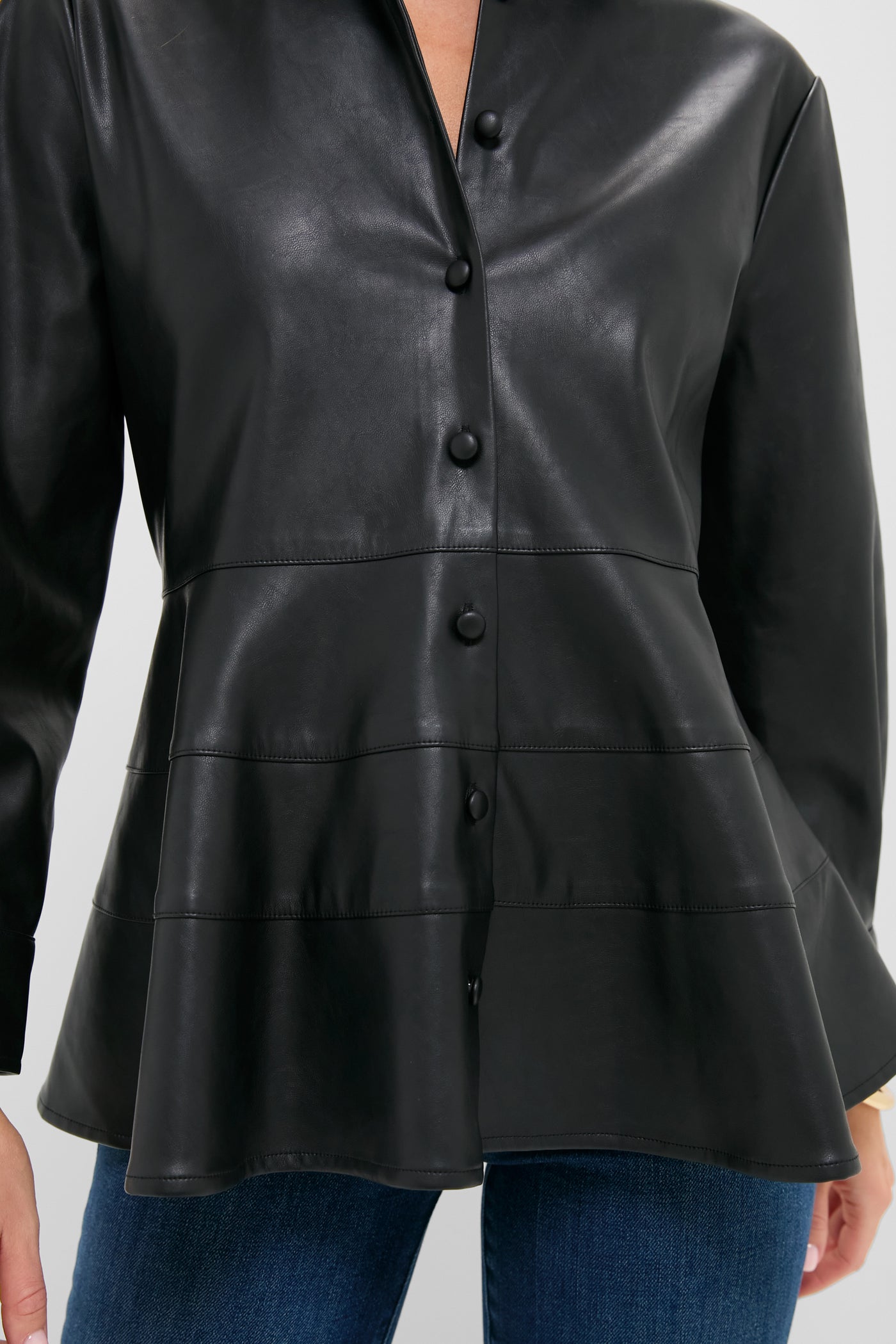 Black Leather Ashlen Blouse