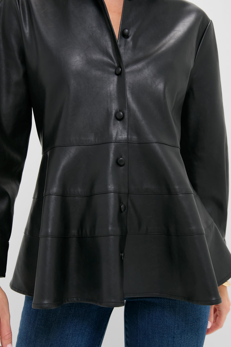 Black Leather Ashlen Blouse