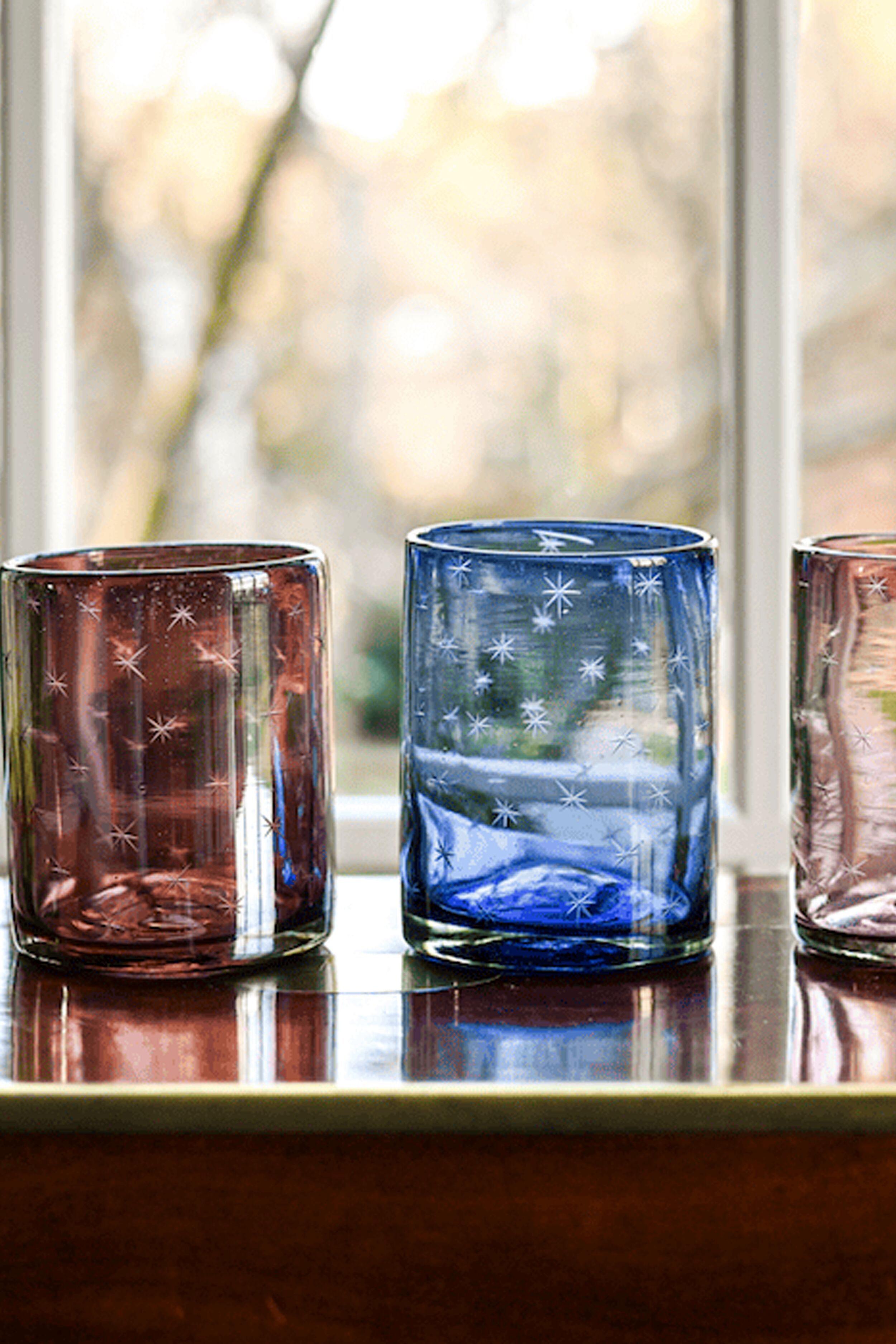 French Blue Starry Night Rocks Glass