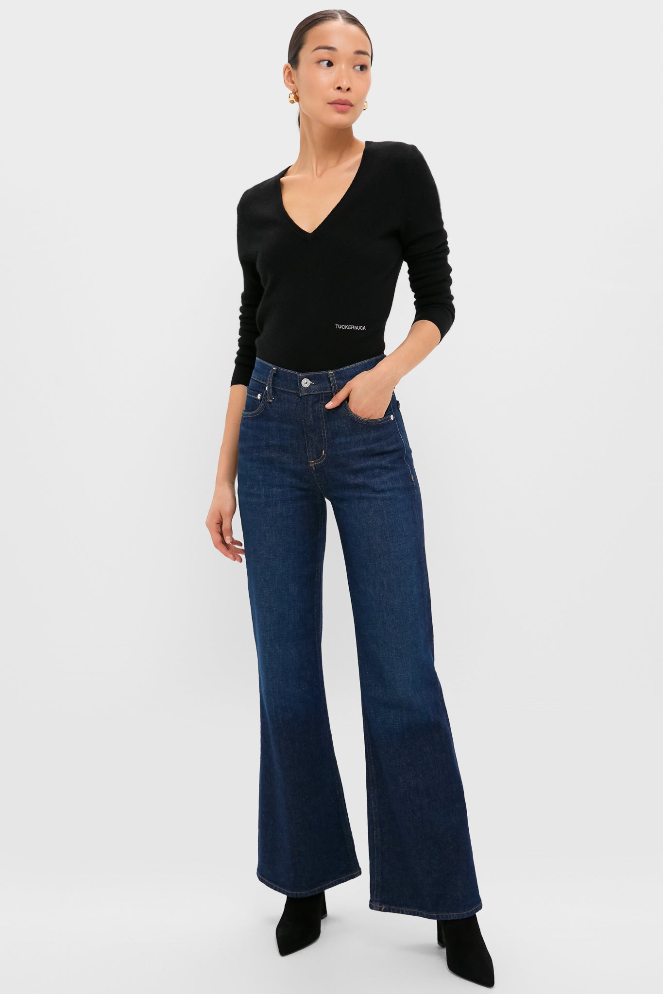 Black Cashmere V-Neck Sweater