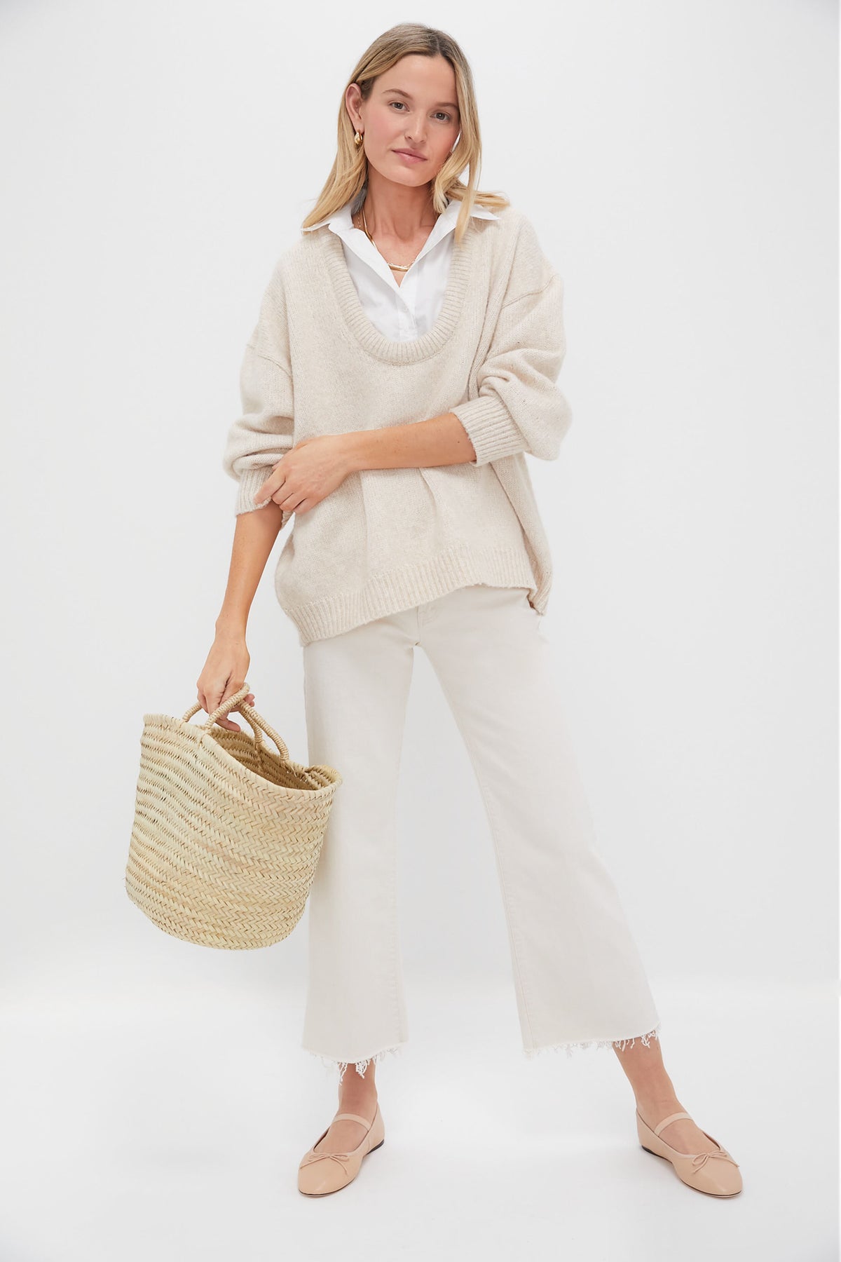 Oatmeal Removable Collar Dickey Sweater