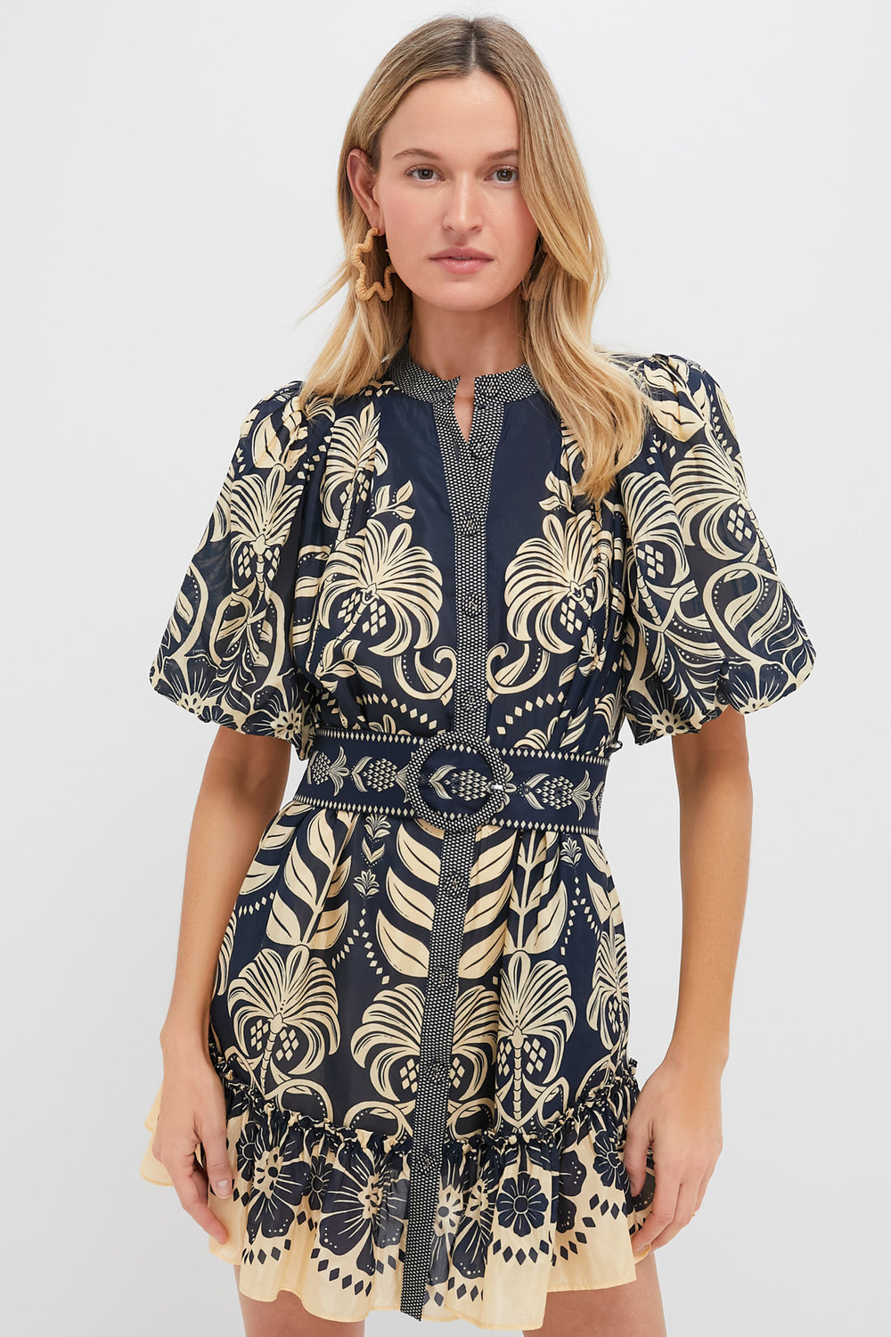 green ainika flowers short sleeve mini dress Alessandra Rich - Silk Mini Dress With Bow - 38 main image 0