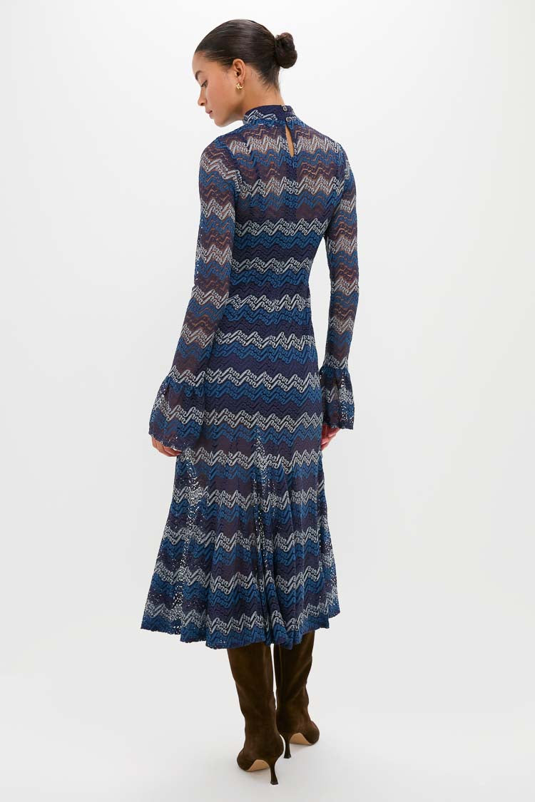 Navy Tonal Lorraine Knit Maxi Dress