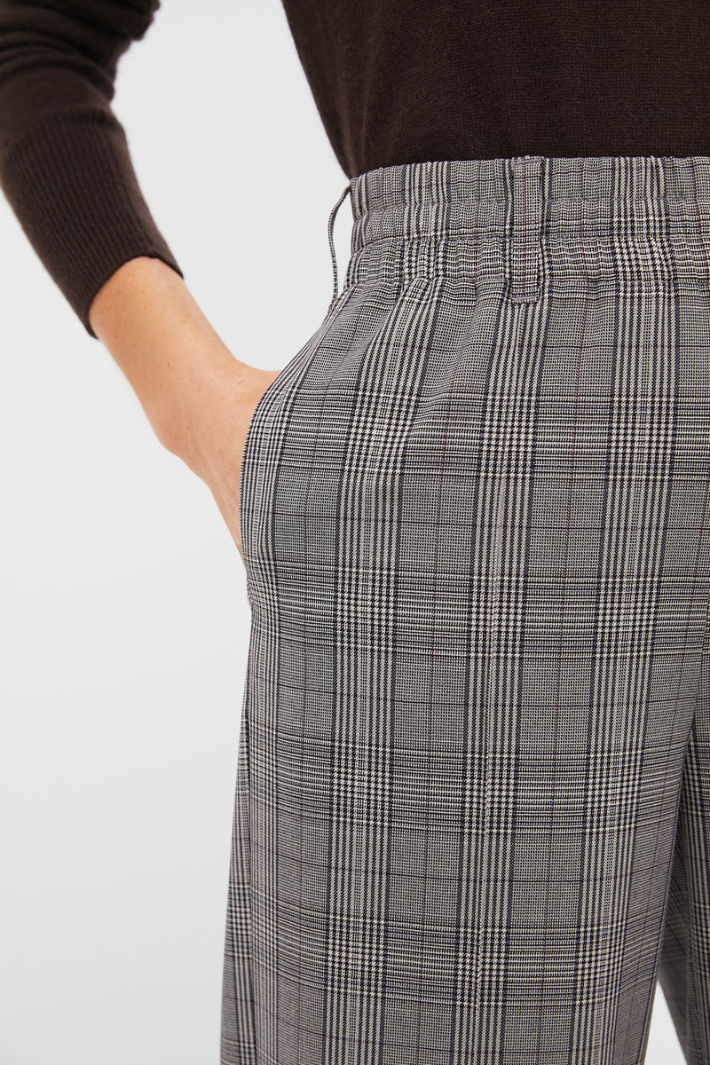 Brown Plaid Straight Leg Louis Pants