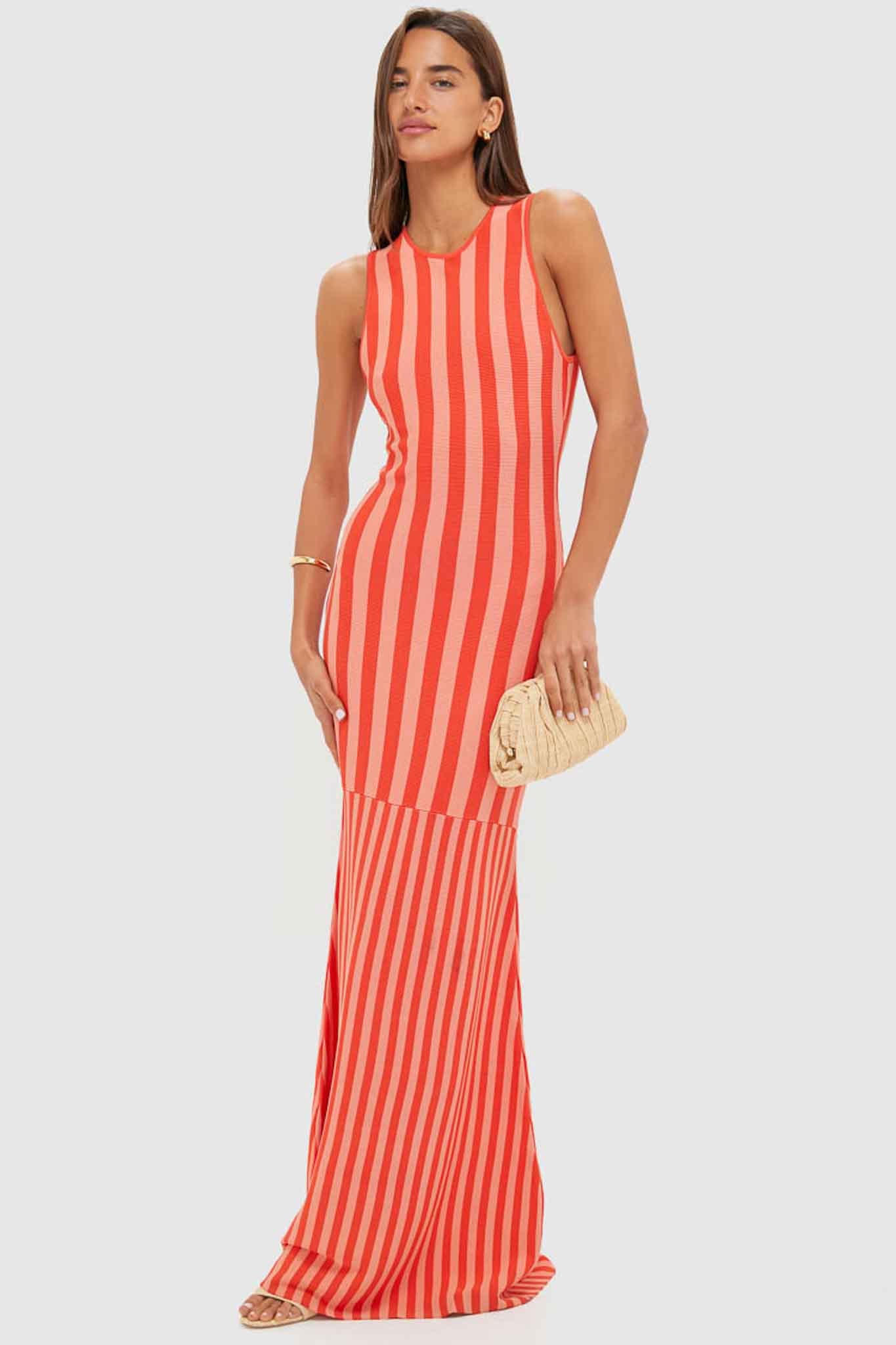 petra maxi dress Shop - Maxi Dress in Plum Brown creating a romantic drape which is mirrored exquisitely by a dramatic low cowl back Peachy Keen and Rust Striped