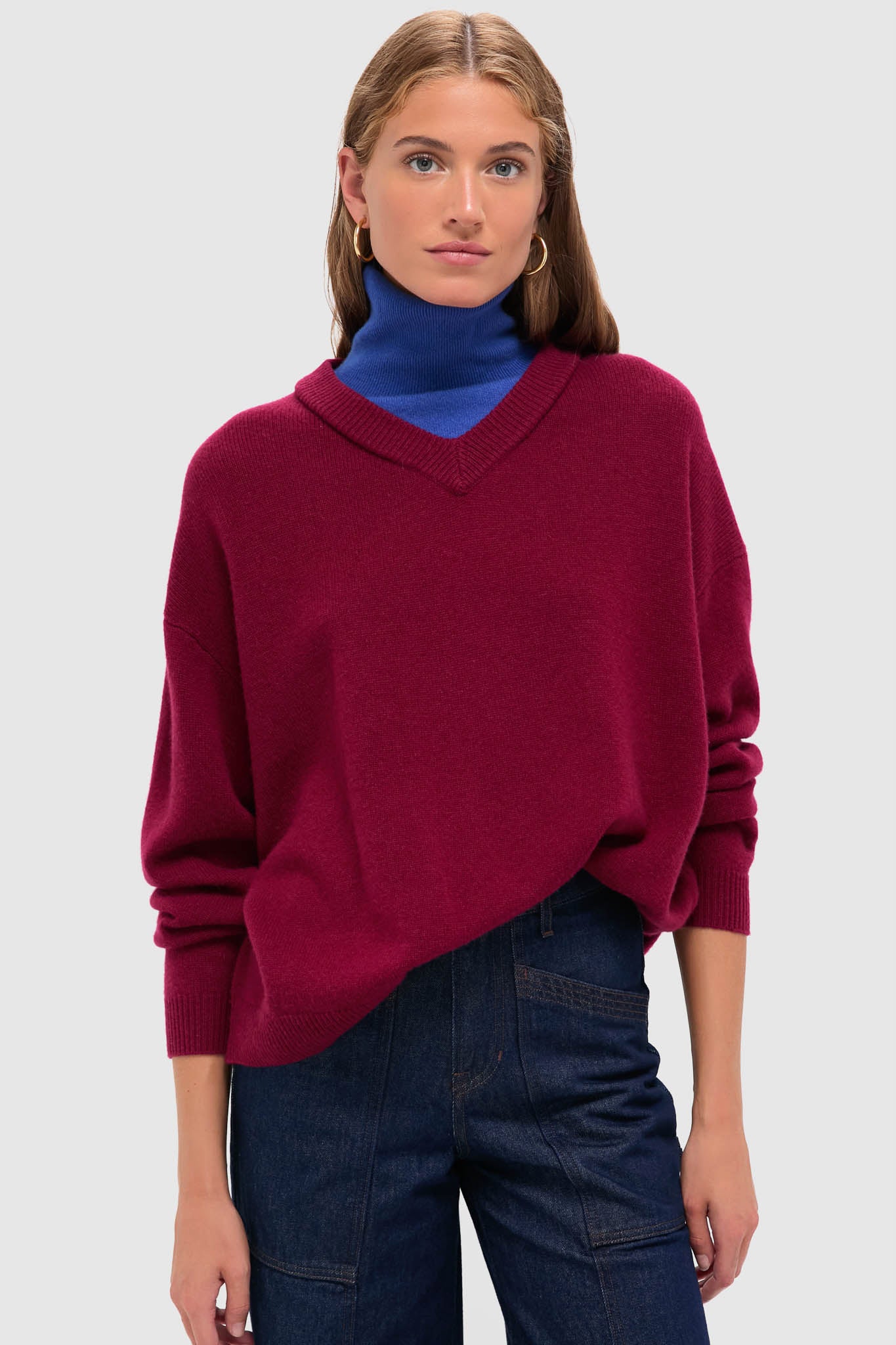 Crimson and Sapphire Doris Cashmere Sweater | STAUD