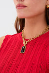 Gold Toggle Necklace with Tortoise Charm