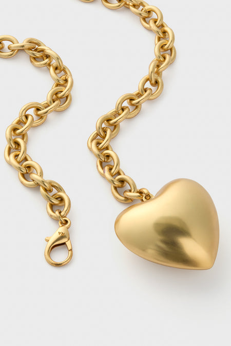 Gold Puffy Heart Necklace