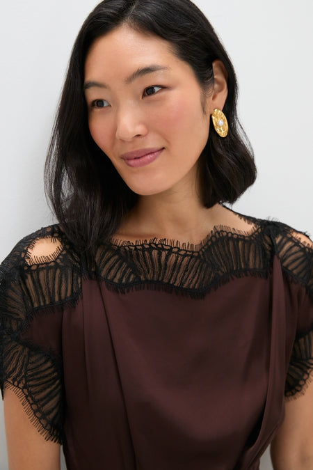 Cocoa and Black Luna Midi Dress