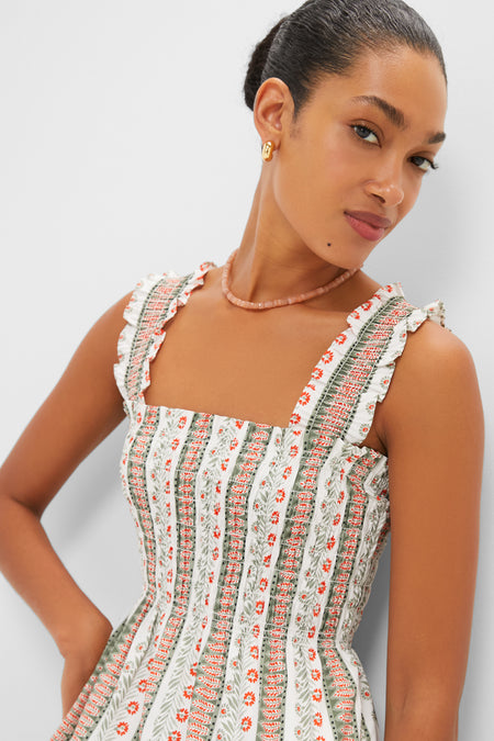 Olive and Paprika Cosmos Floral Stripe Kimmy Maxi Nap Dress