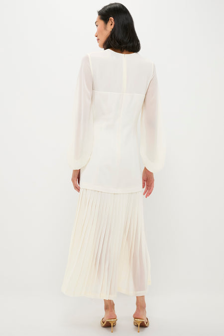 Ivory Pleated Lorraine Dress