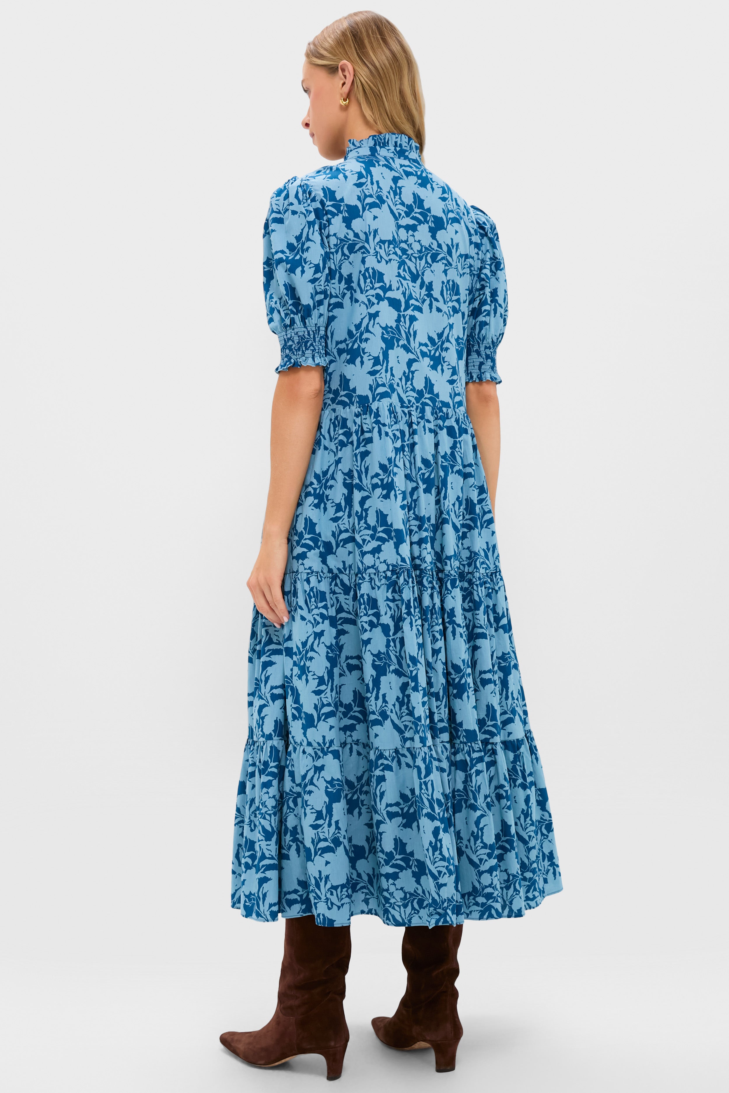 Steel Blue Floral Bennett Maxi Dress | Hyacinth House