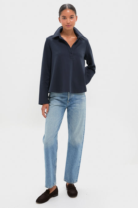 Navy Carlyn Long Sleeve Polo