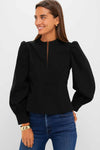 Black Denim Front Zip Anderson Blouse