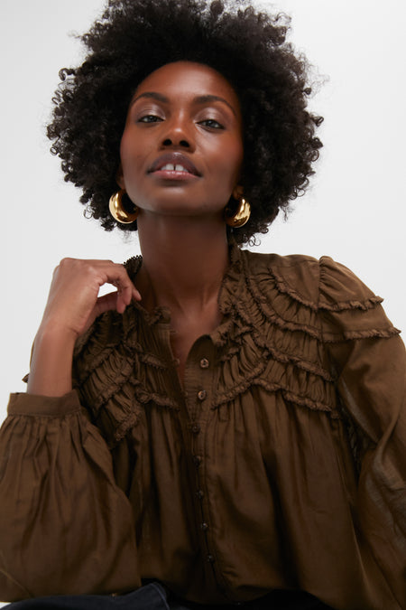 Dark Khaki Christa Blouse