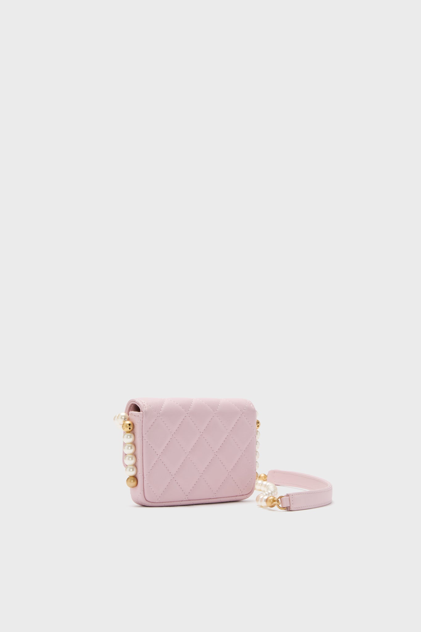 CHANEL Pink Pearl Strap Flap Shoulder Bag