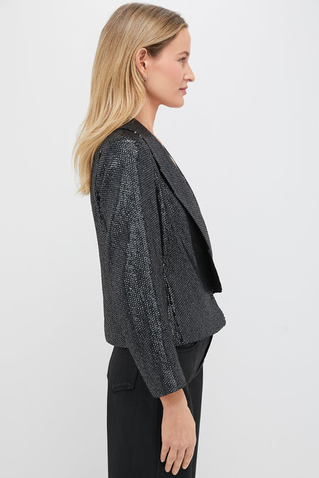 Gunmetal Sequin Cropped Zana Jacket