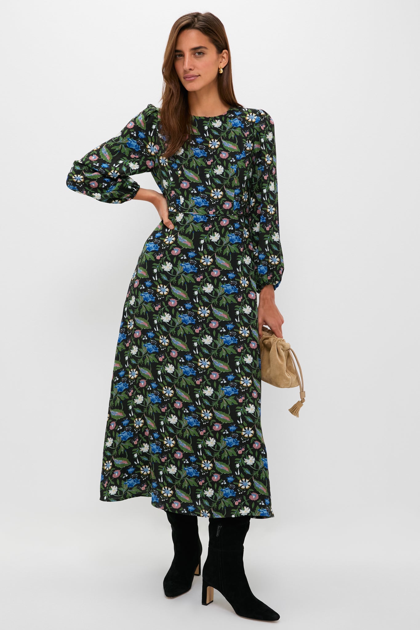 Black Multi Floral Sophia Maxi Dress