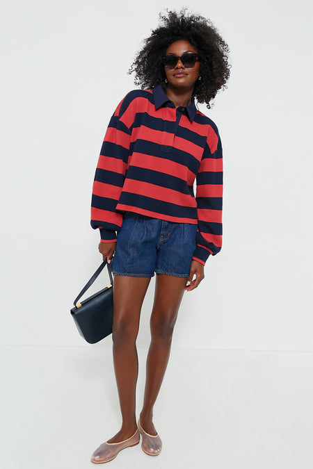 Navy Stripe Cotton Warren Rugby Shirt