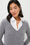 Gray Cashmere V-Neck Sweater