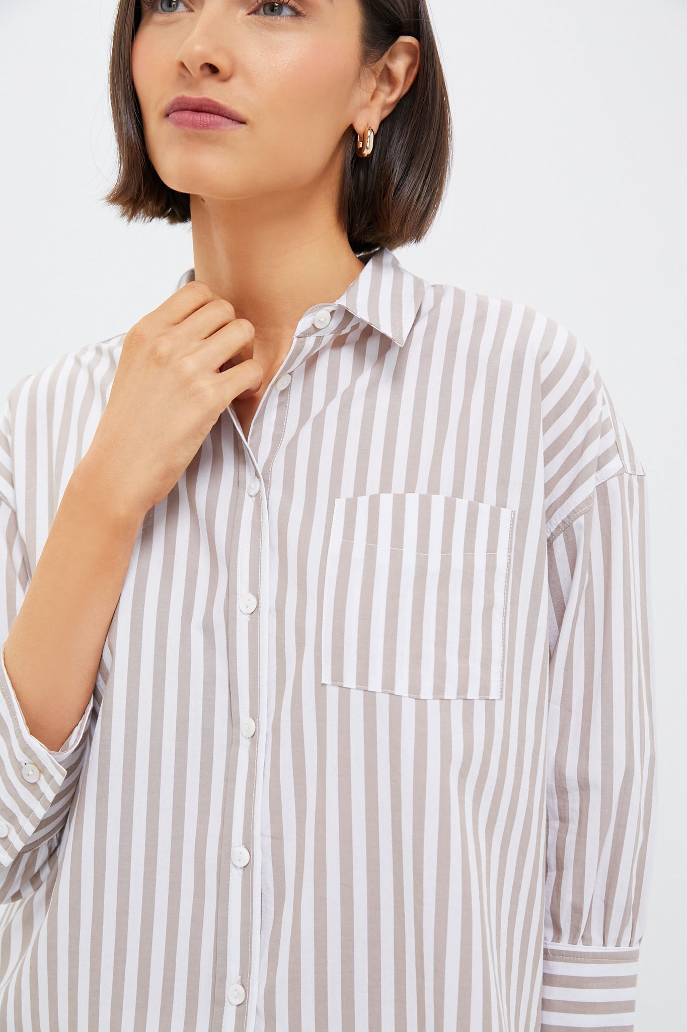Tan Stripe Adair Boyfriend Shirt