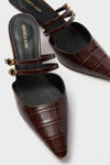 Chocolate Croc Corrie Heels
