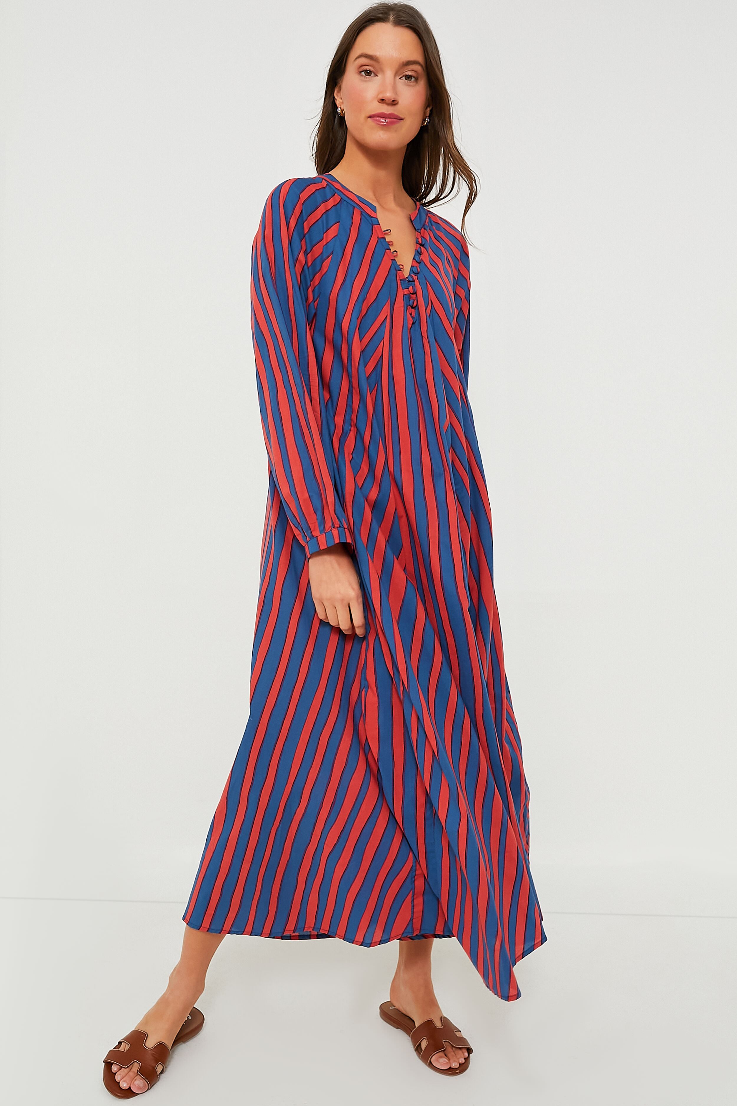 Batik Stripe Blood Orange Fiore Maxi Dress | Natalie Martin Batik Stripe Blood Orange Fiore Maxi Dress | Natalie Martin