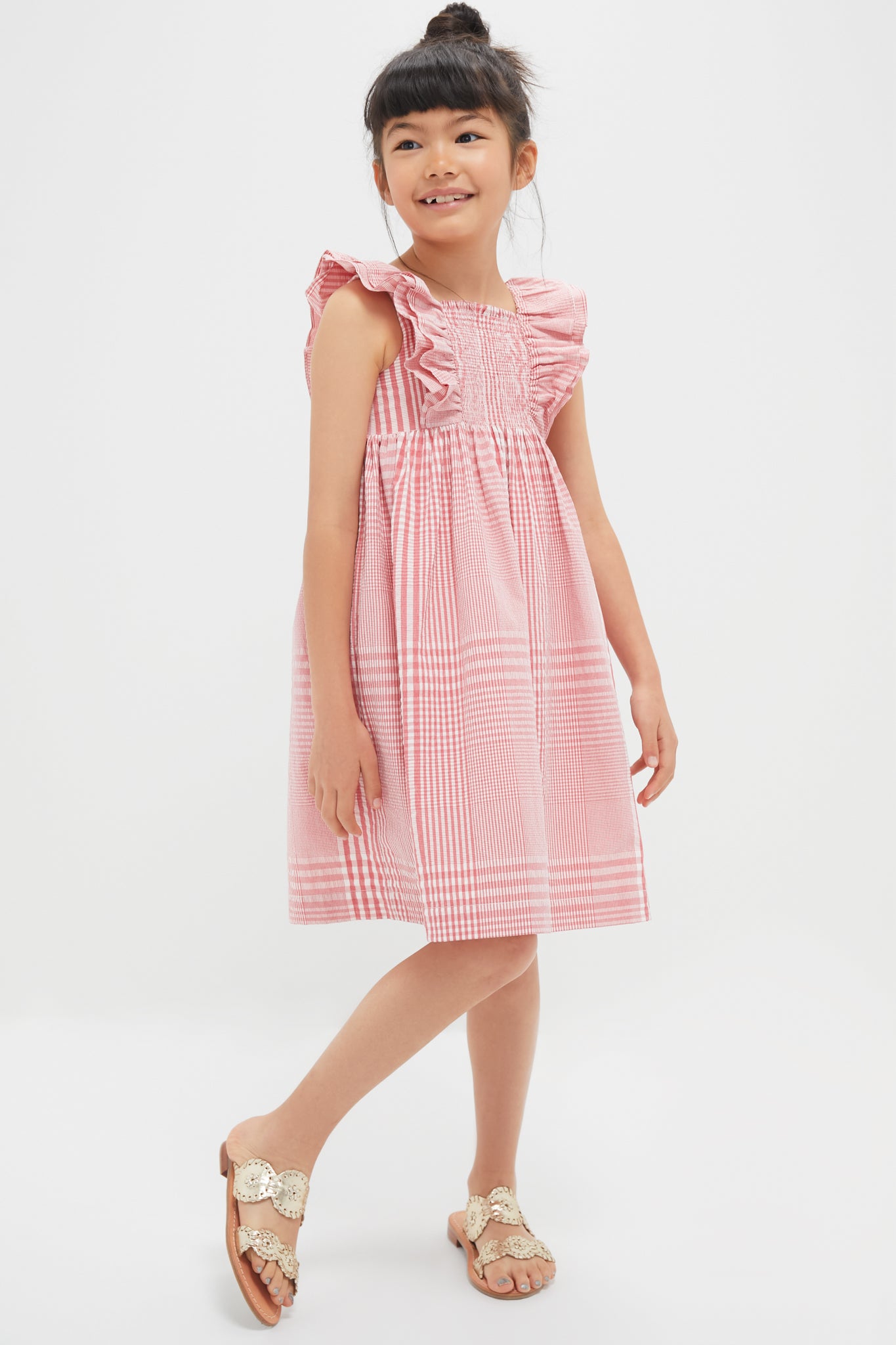 Red Smocked Sleeveless Dress