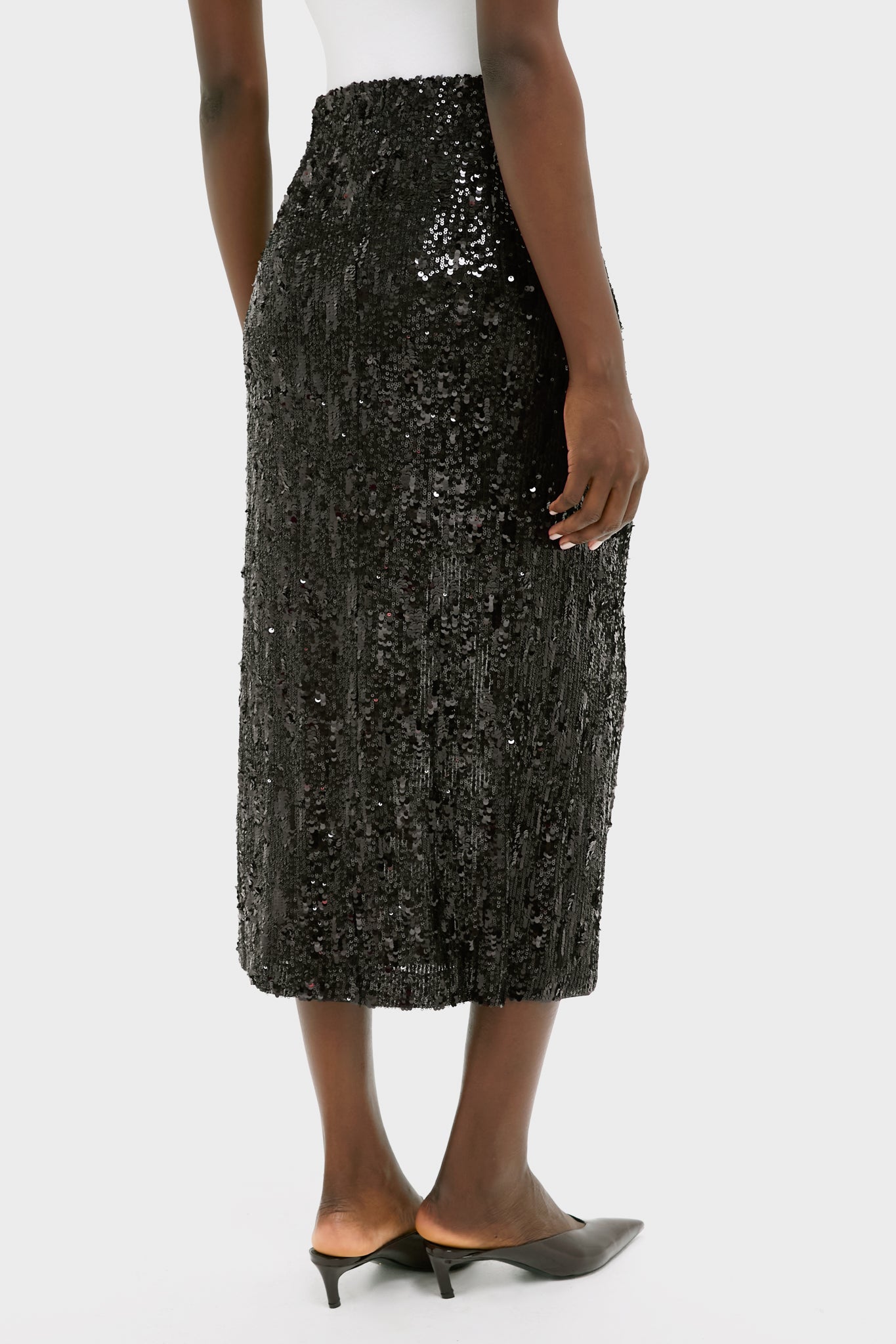 Black Sequin Pencil Skirt