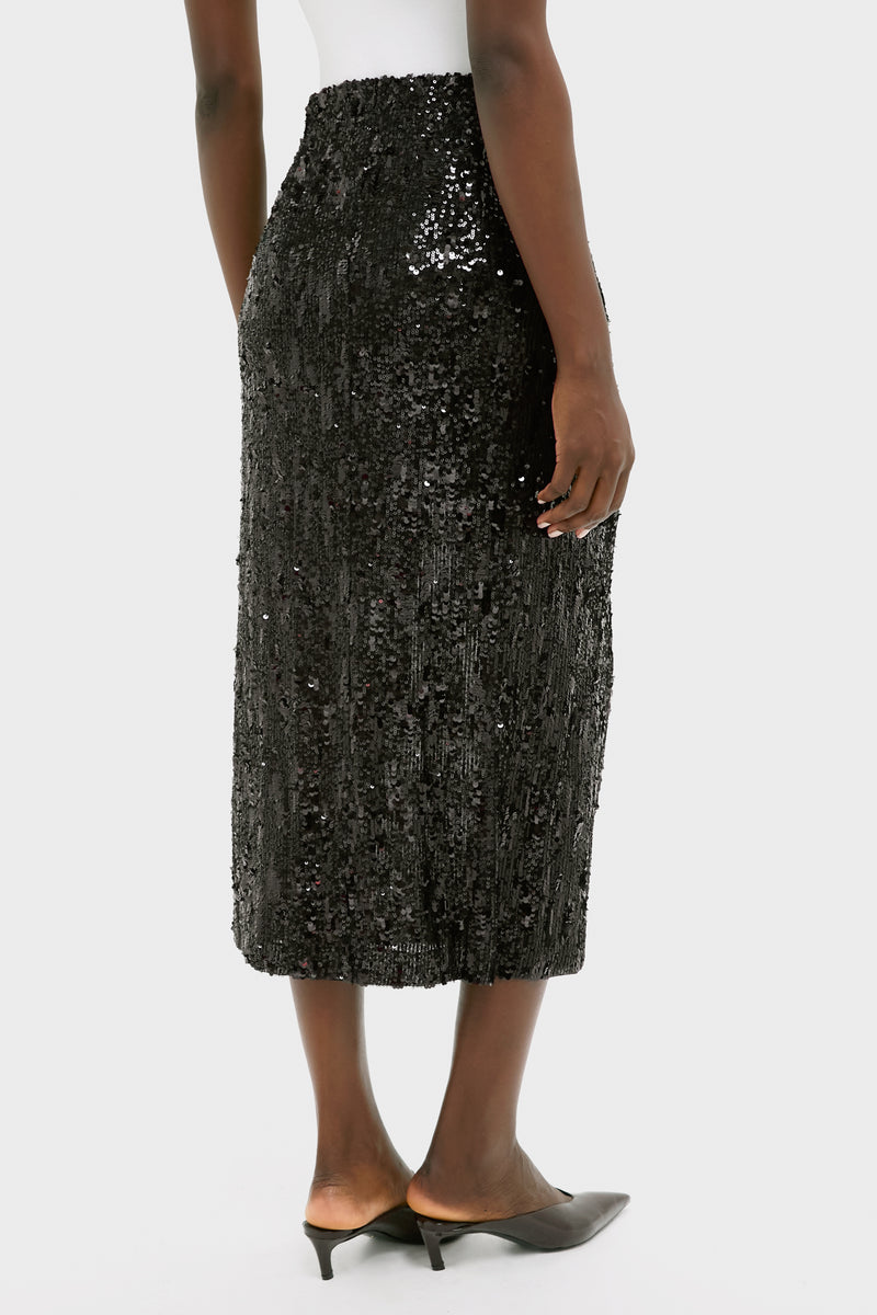 Black Sequin Pencil Skirt