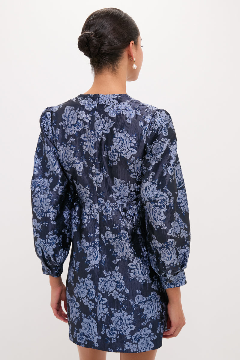 Blue Jacquard Cressida Mini Dress