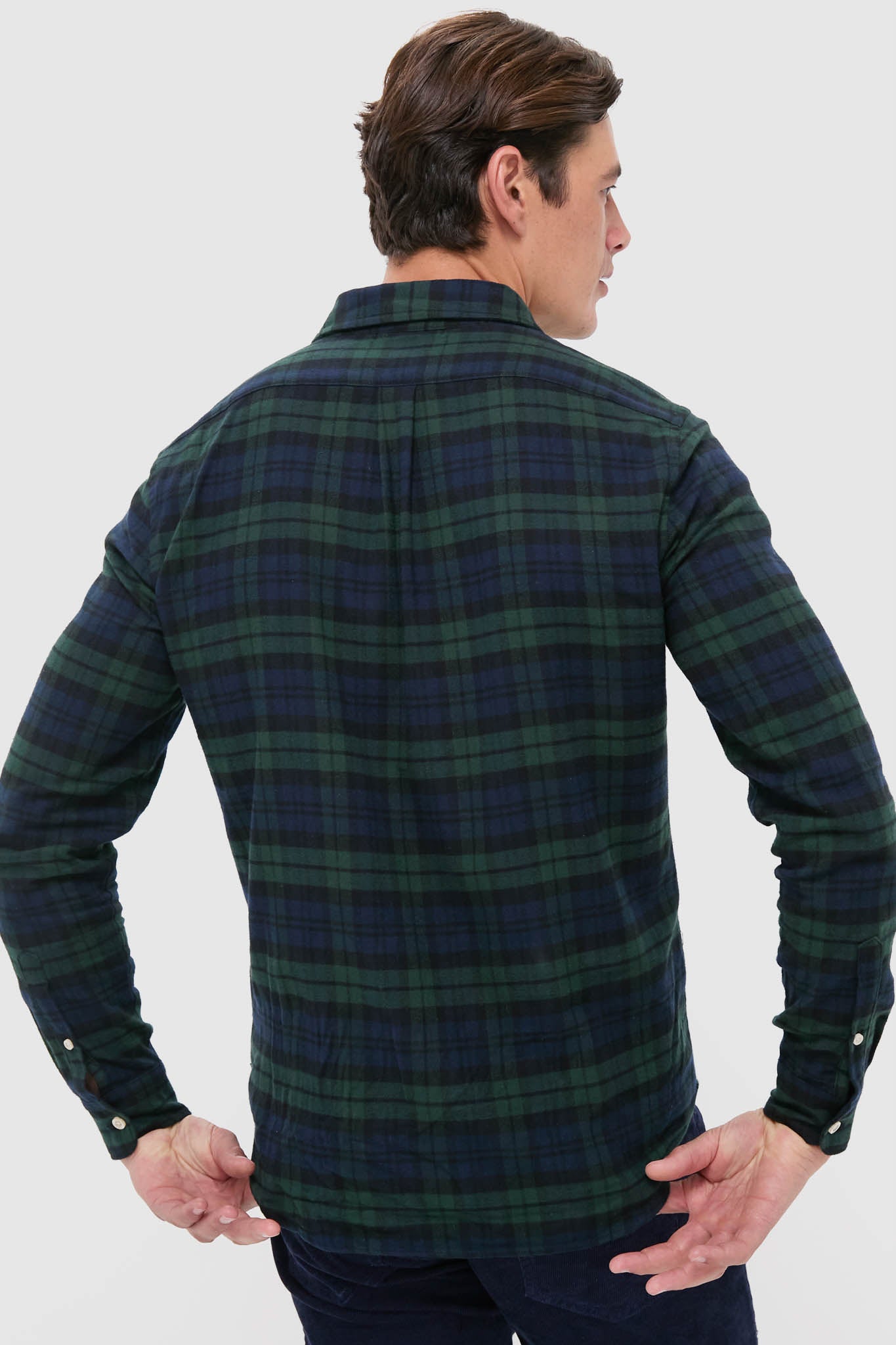 Navy Forest Plaid Washed Flannel