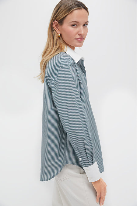 Green Stripe Nadine Boyfriend Button Down