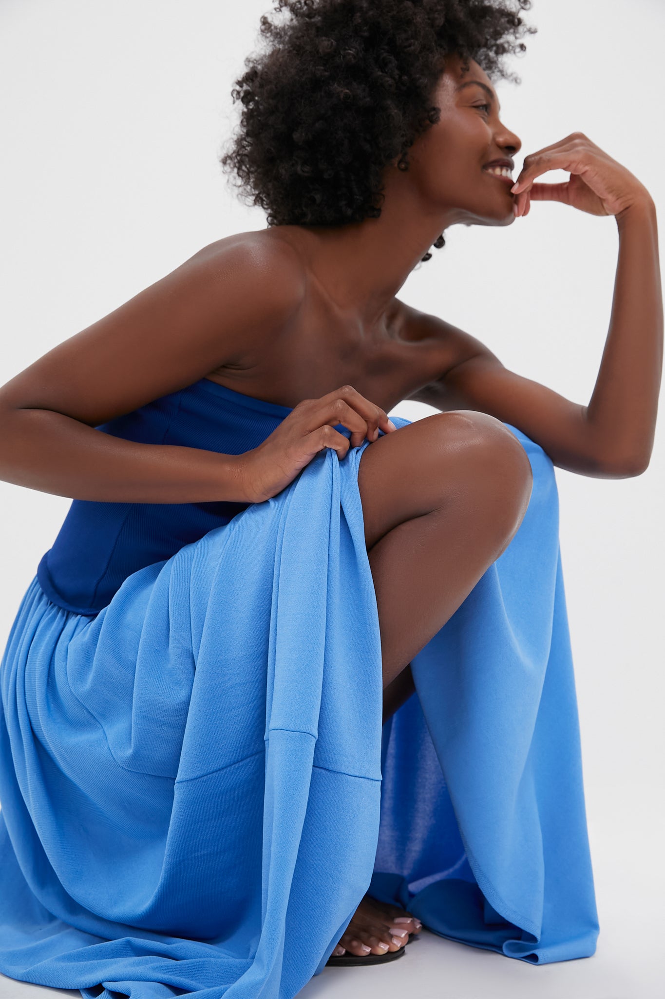 Maritime Navy and Marina Blue Strapless Soglio Dress