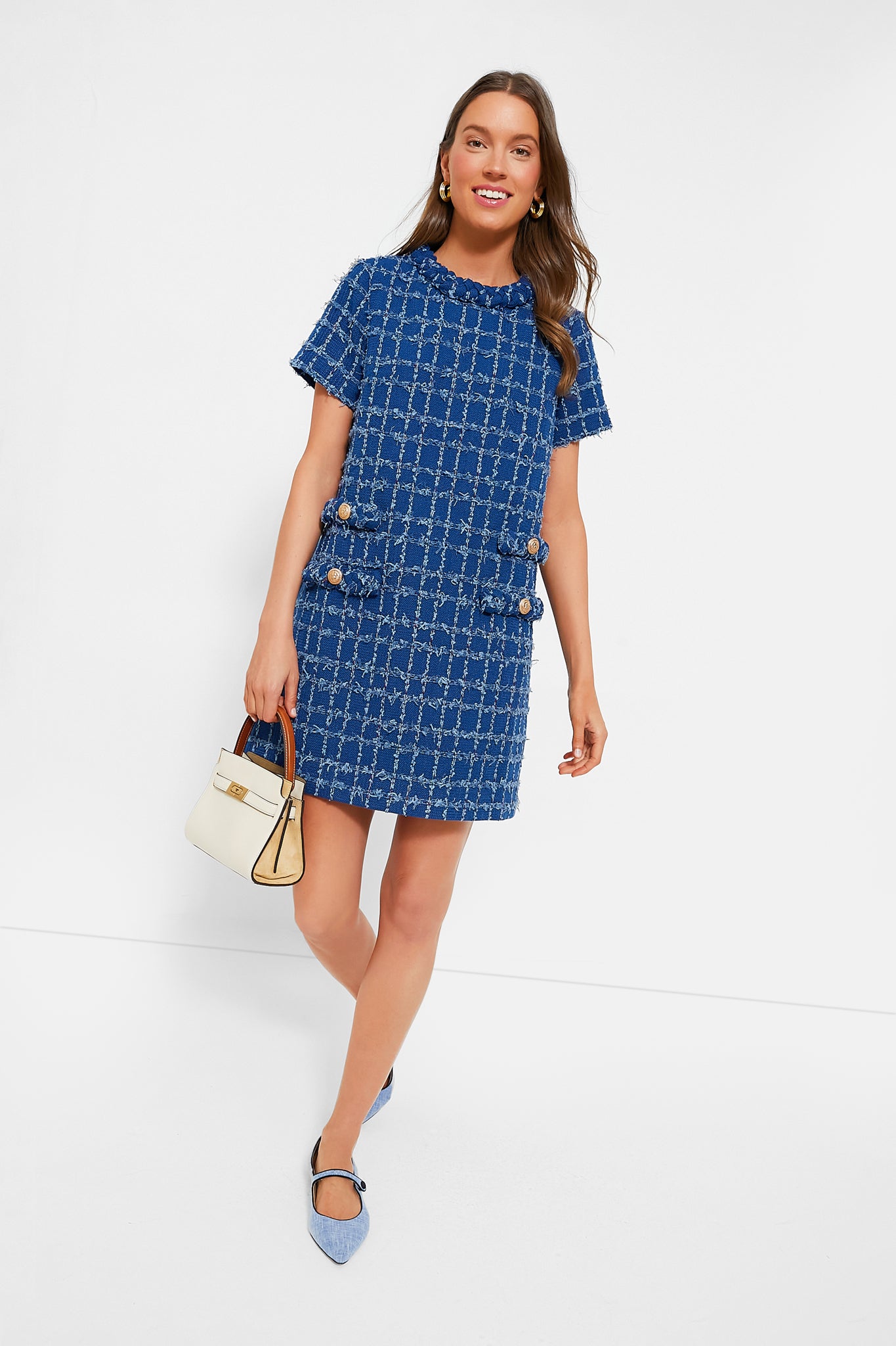 Sapphire Tweed Jackie Dress