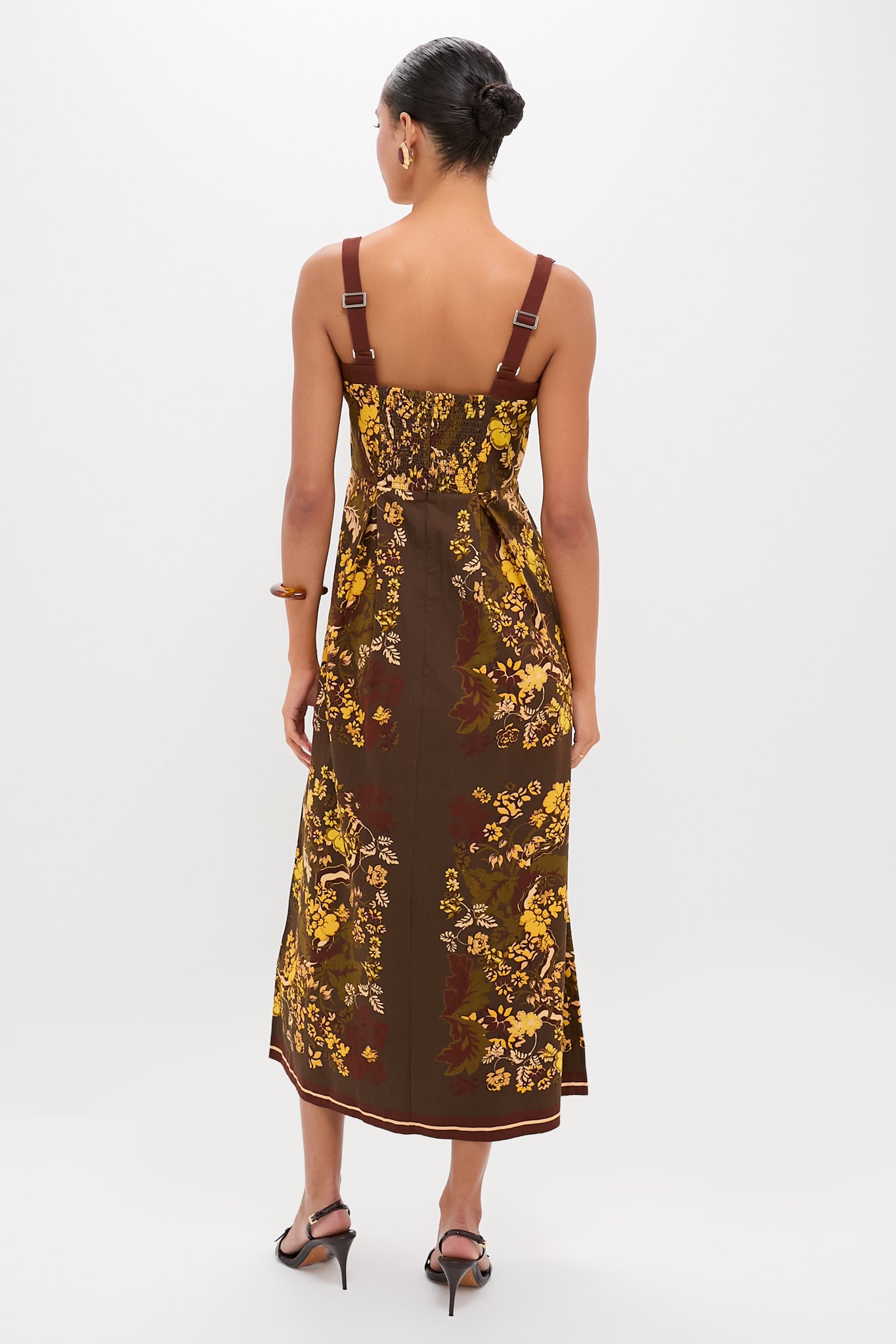 evalina mustard yellow floral print mock neck midi dress ALICE + OLIVIA Marna floral print midi dress